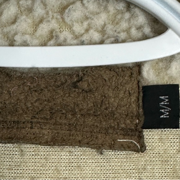 Vintage Wolf Graphic Fuzzy Sherpa Zip-Up Jacket Cream Brown Size M - Picture 4 of 5